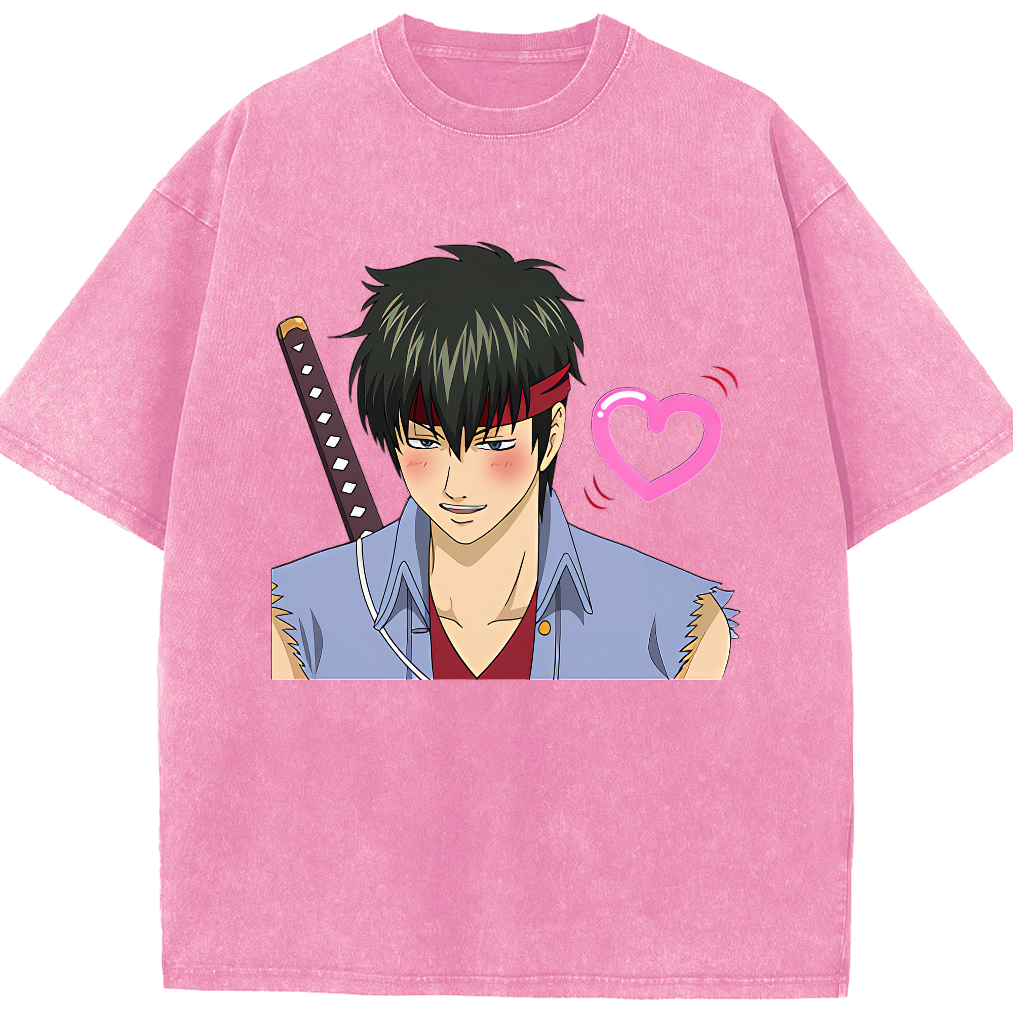 （画像用） ぎんたま 坂田銀時（さかたぎんとき） 神楽 志村新八（しむら しんぱち） GINTAMA Sakata Gintoki Kagura Shimura Shinpachi 綿100% ヴィンテージ風 半袖Tシャツ（フロントプリント）